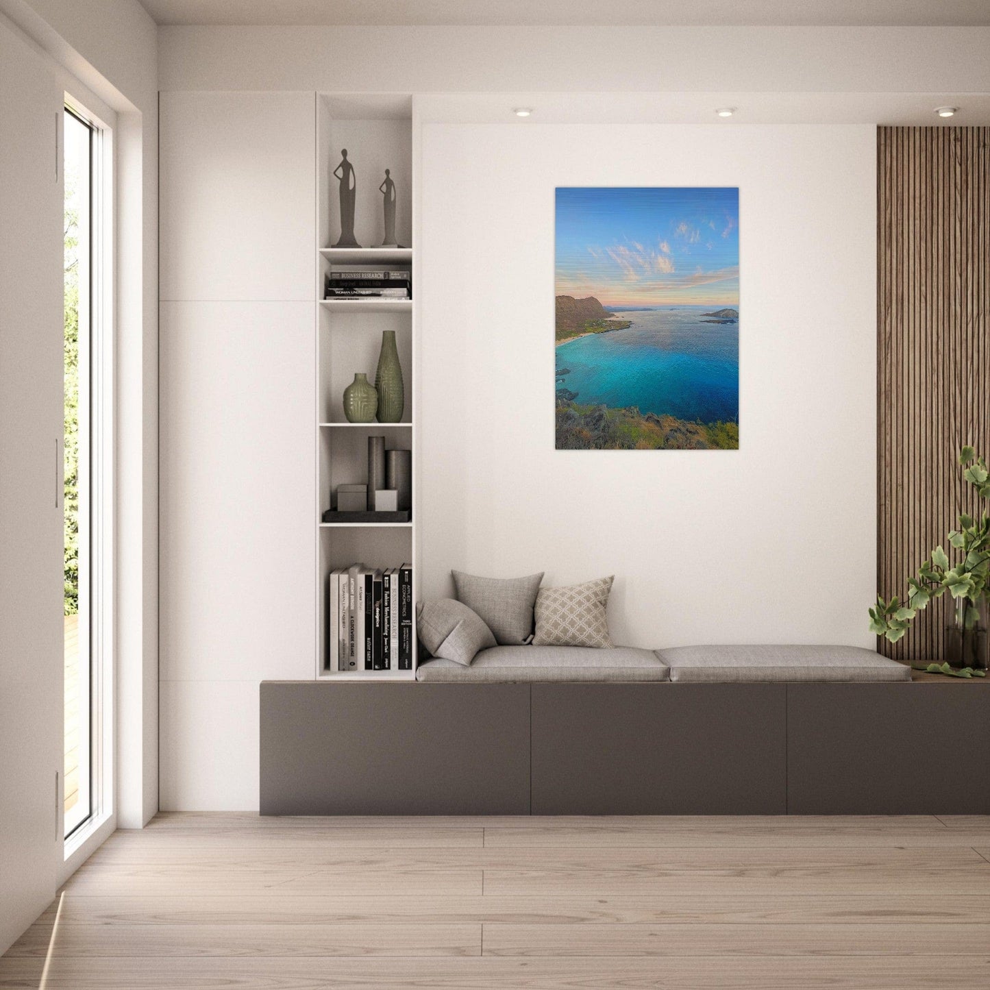 Brushed Aluminum Print Ka Iwi, Oahu, Hawaii