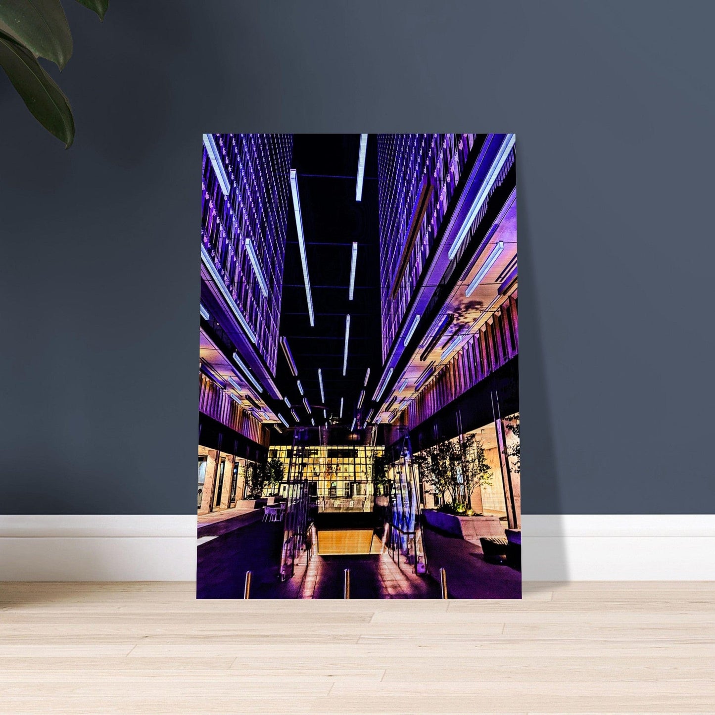 Brushed Aluminum Print Neon Lights