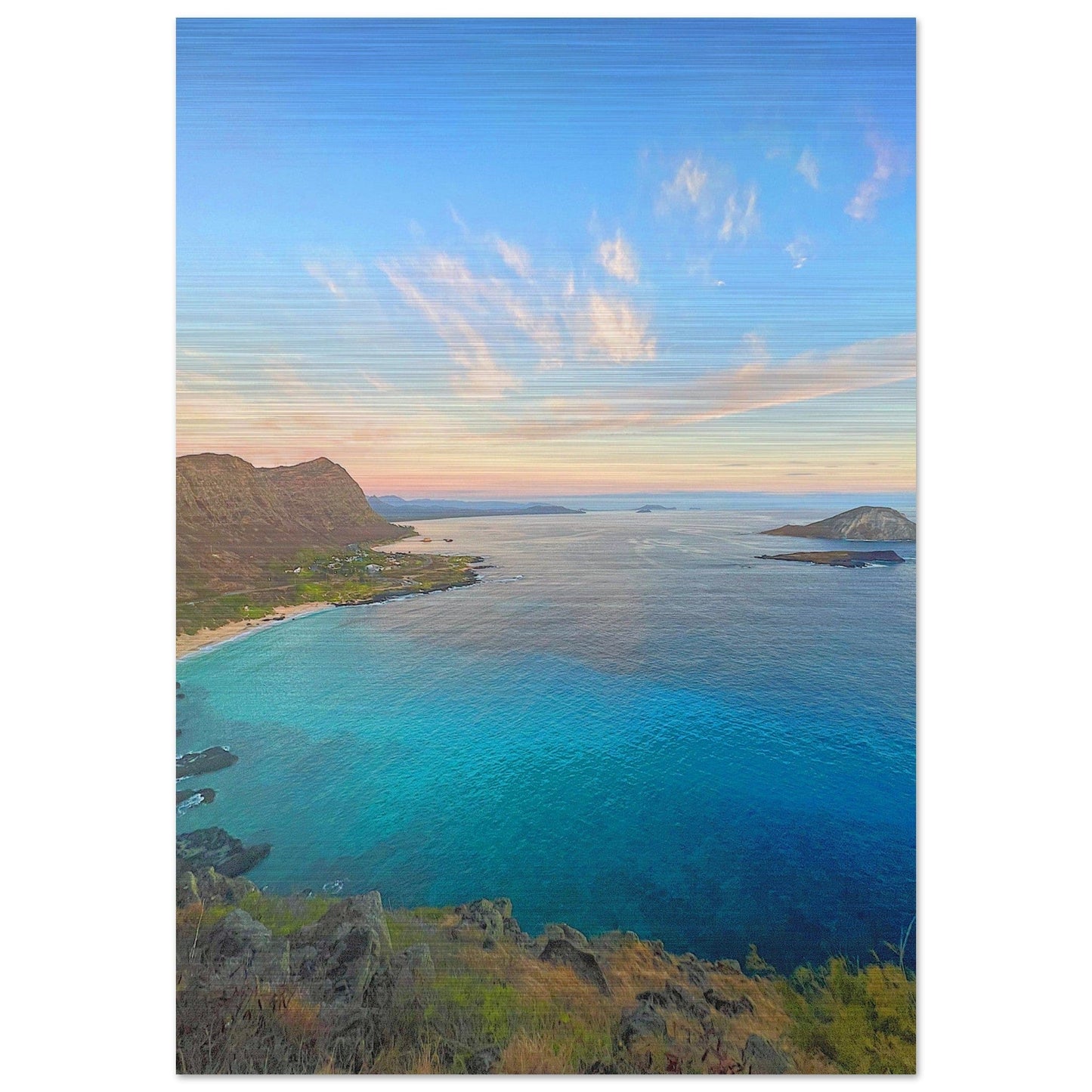 Brushed Aluminum Print Ka Iwi, Oahu, Hawaii