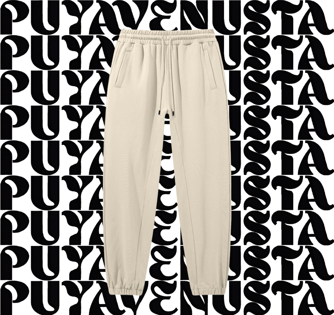 Heavyweight Baggy Sweatpants BLACK LOGO - PUYAVENUSTA
